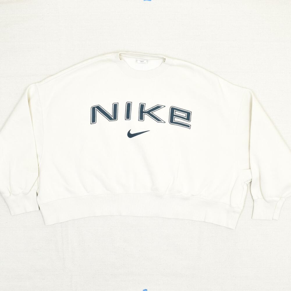 Nike Women's Pullover Sweatshirt VTG Crew Neck Cotton Beige Size XL Y2K 90's